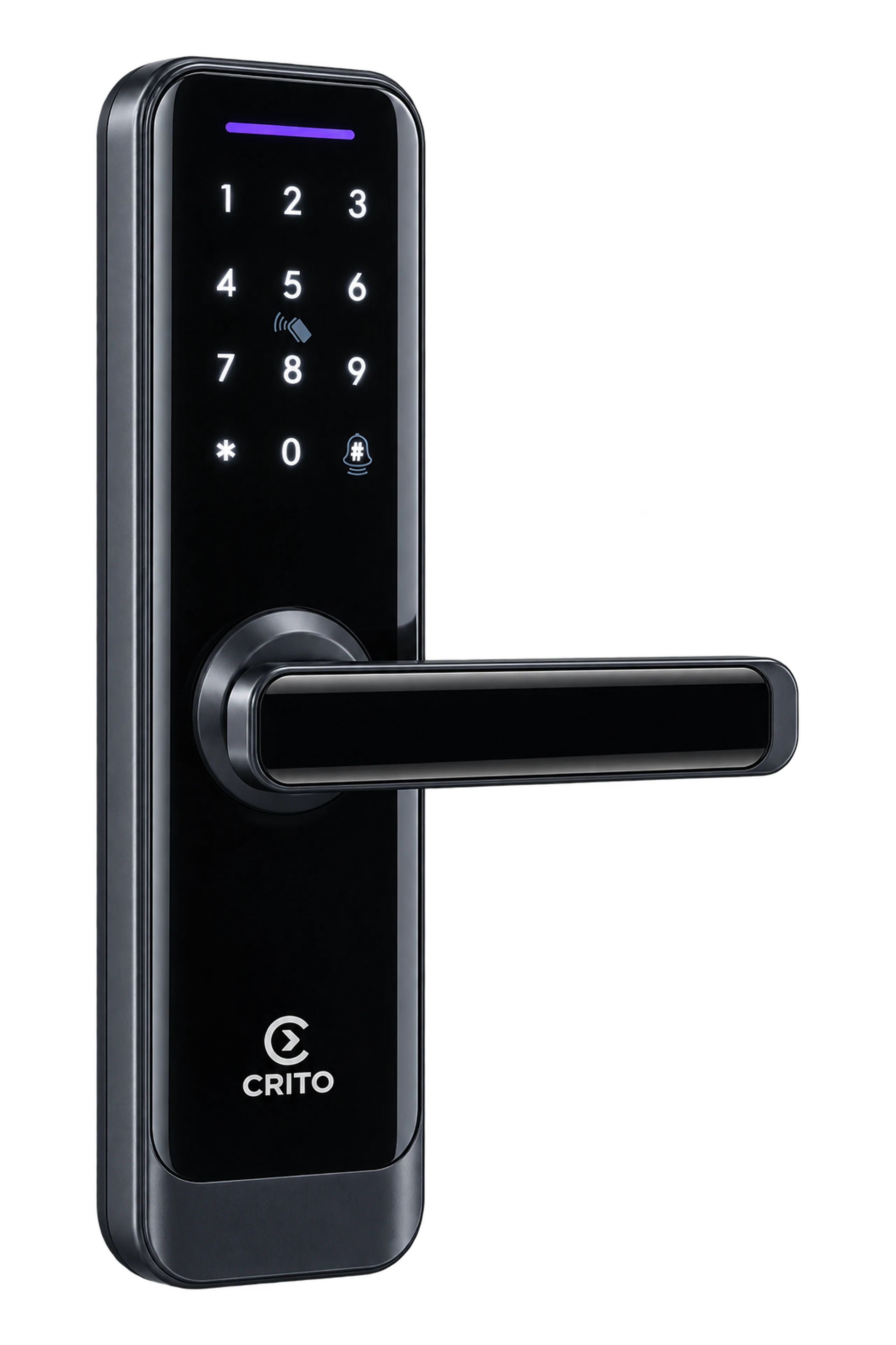 Crito Lock A270 digital door lock with PIN keypad and card reader, three-quarter view
